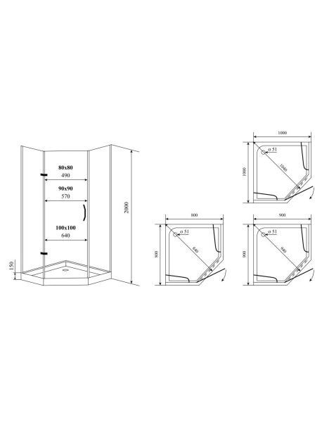 Душевой уголок Timo BY-839/80F 80x80 см хром/белый
